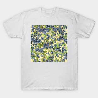 Watercolor big blueberry on yellow T-Shirt